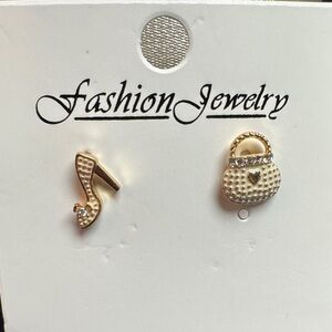 Fashion Jewelry Gold Shoe and Bag Earrings